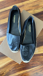 Burberry Black Leather Monogram Tabitha Espadrilles size 39
