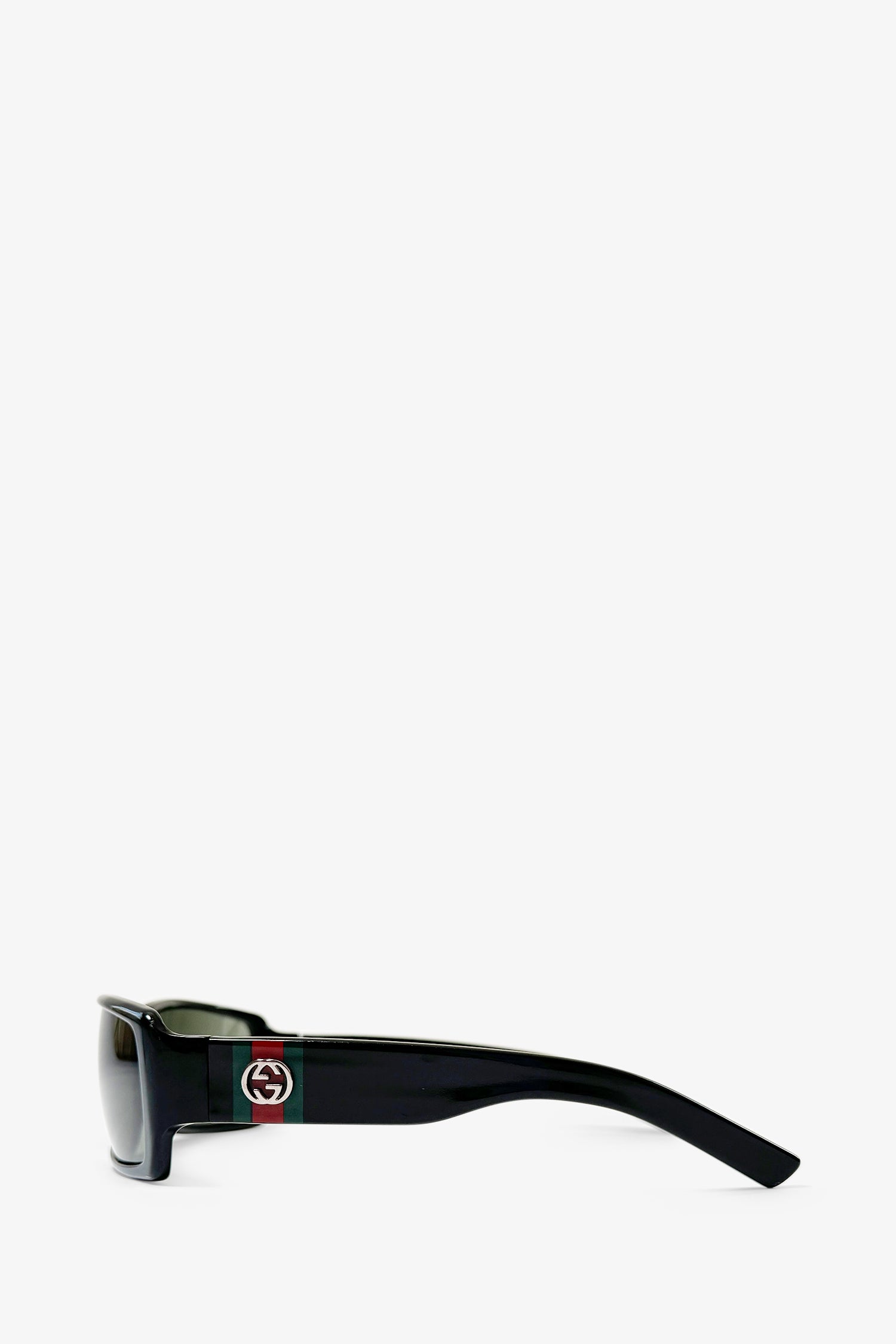 Gucci Black Web Accent Rectangle Frame Vintage Sunglasses