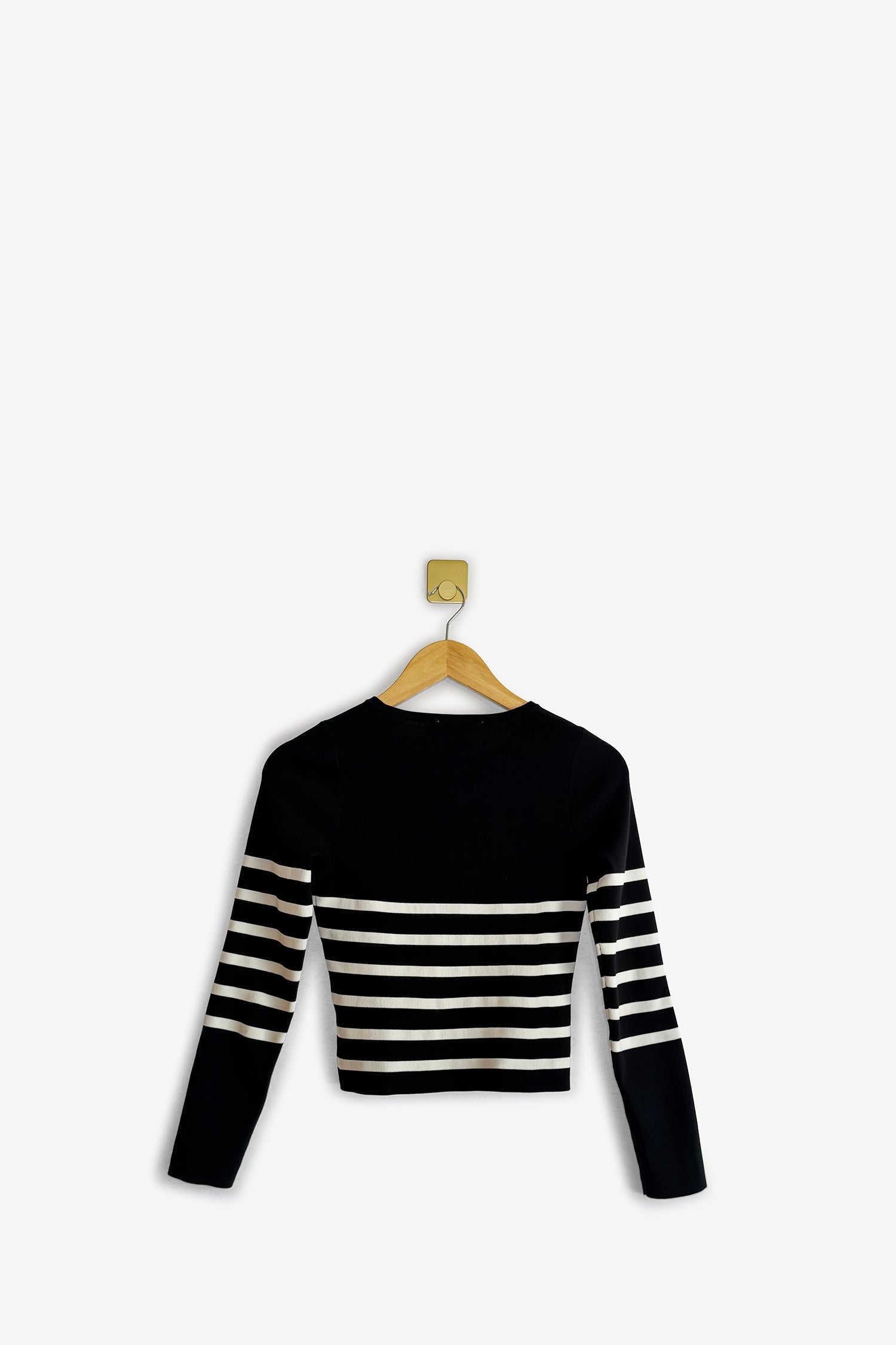 Happily Grey Black Stripe Ribbed Top