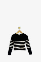 Happily Grey Black Stripe Ribbed Top