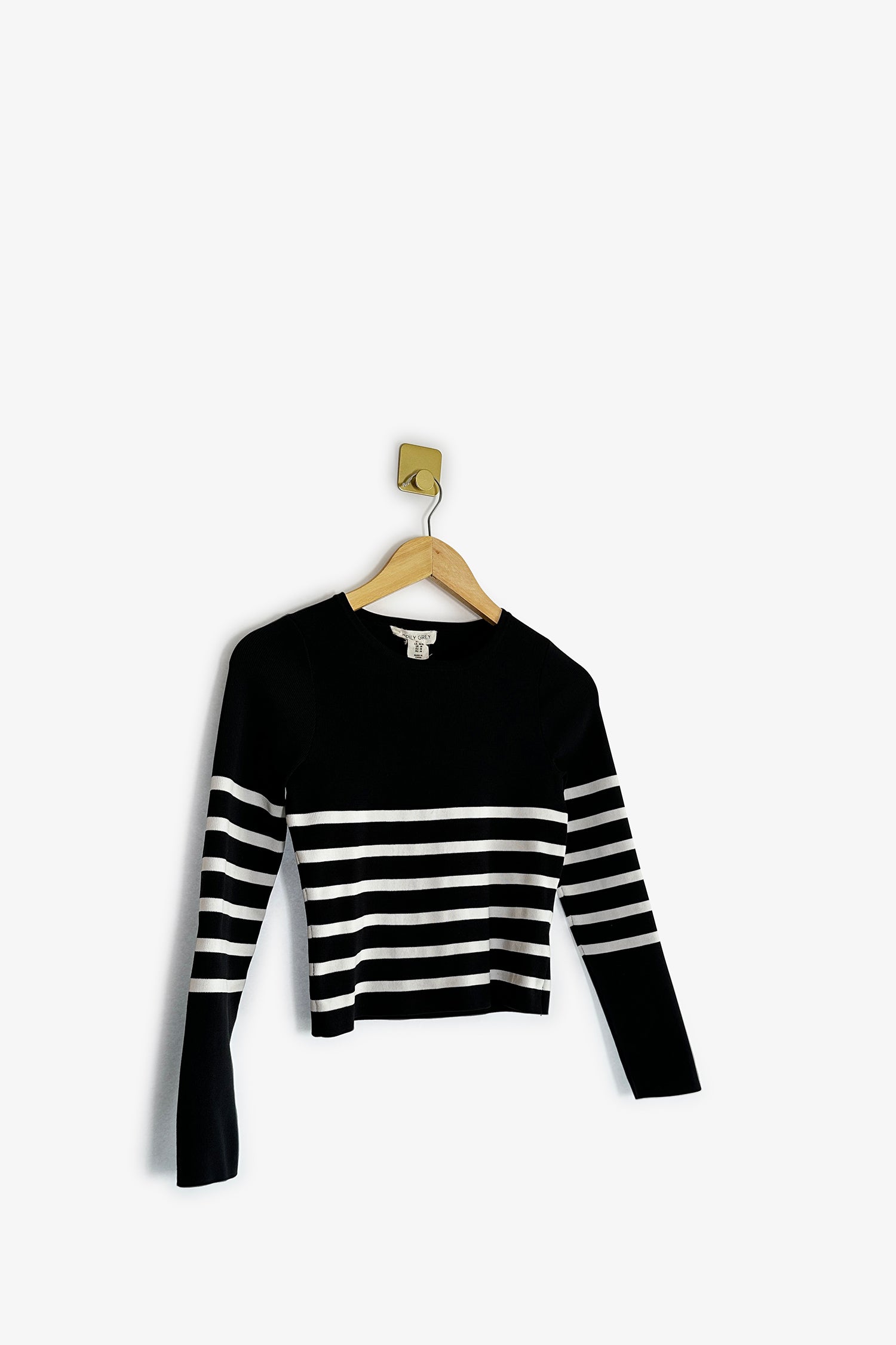 Happily Grey Black Stripe Ribbed Top