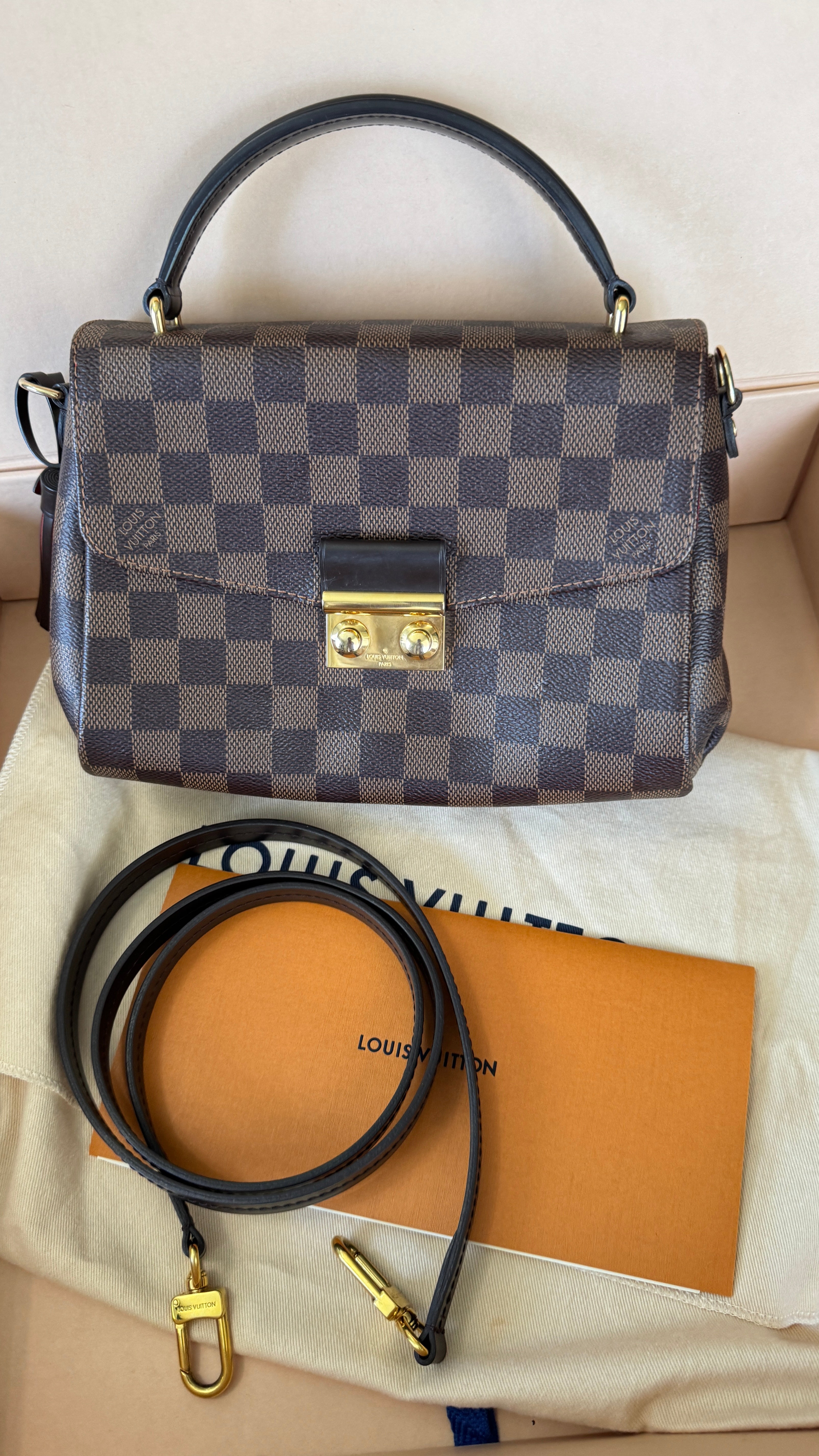 Louis Vuitton 2019 Damier Ebene Canvas Croisette with Strap
