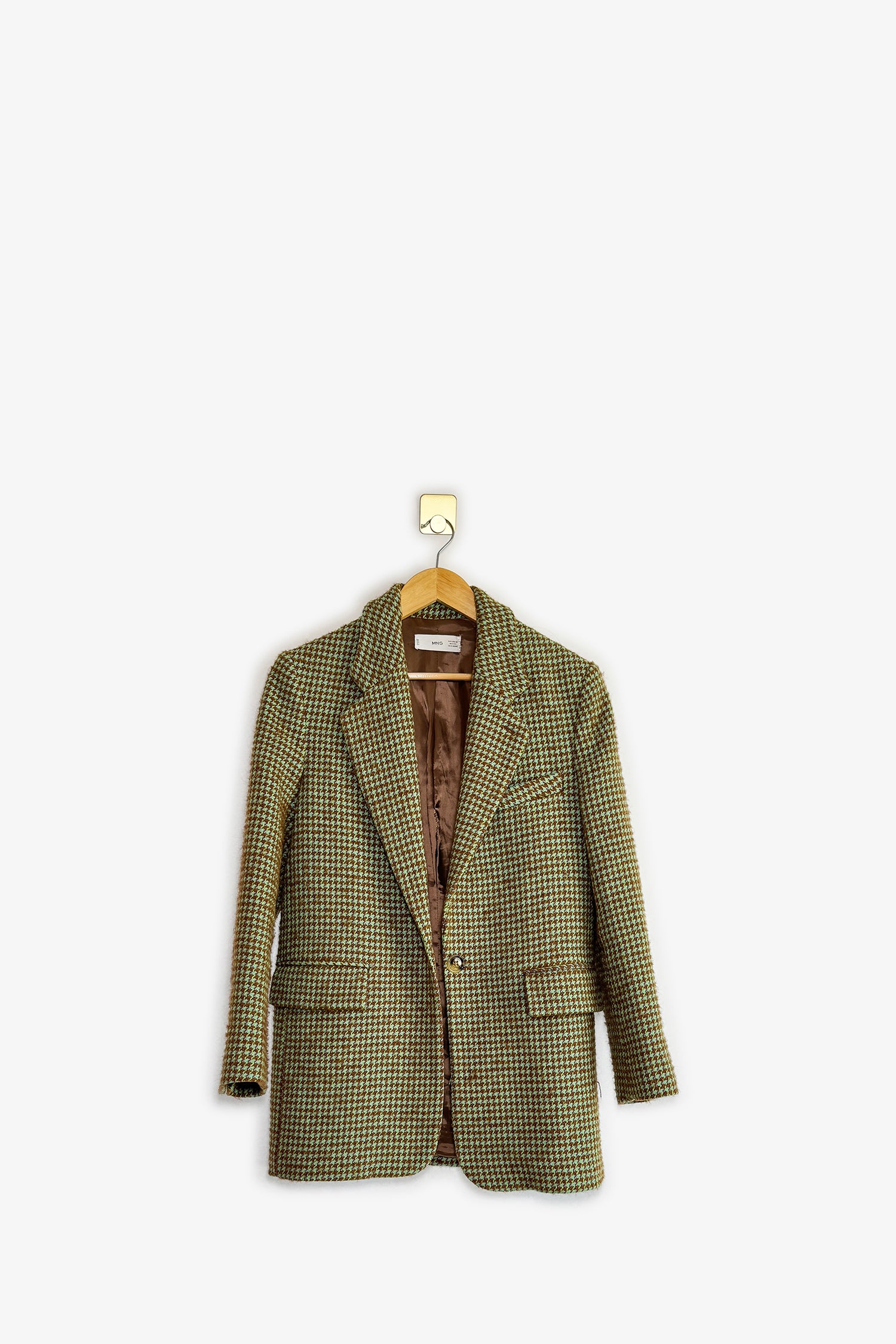 Mango Green Houndstooth Blazer