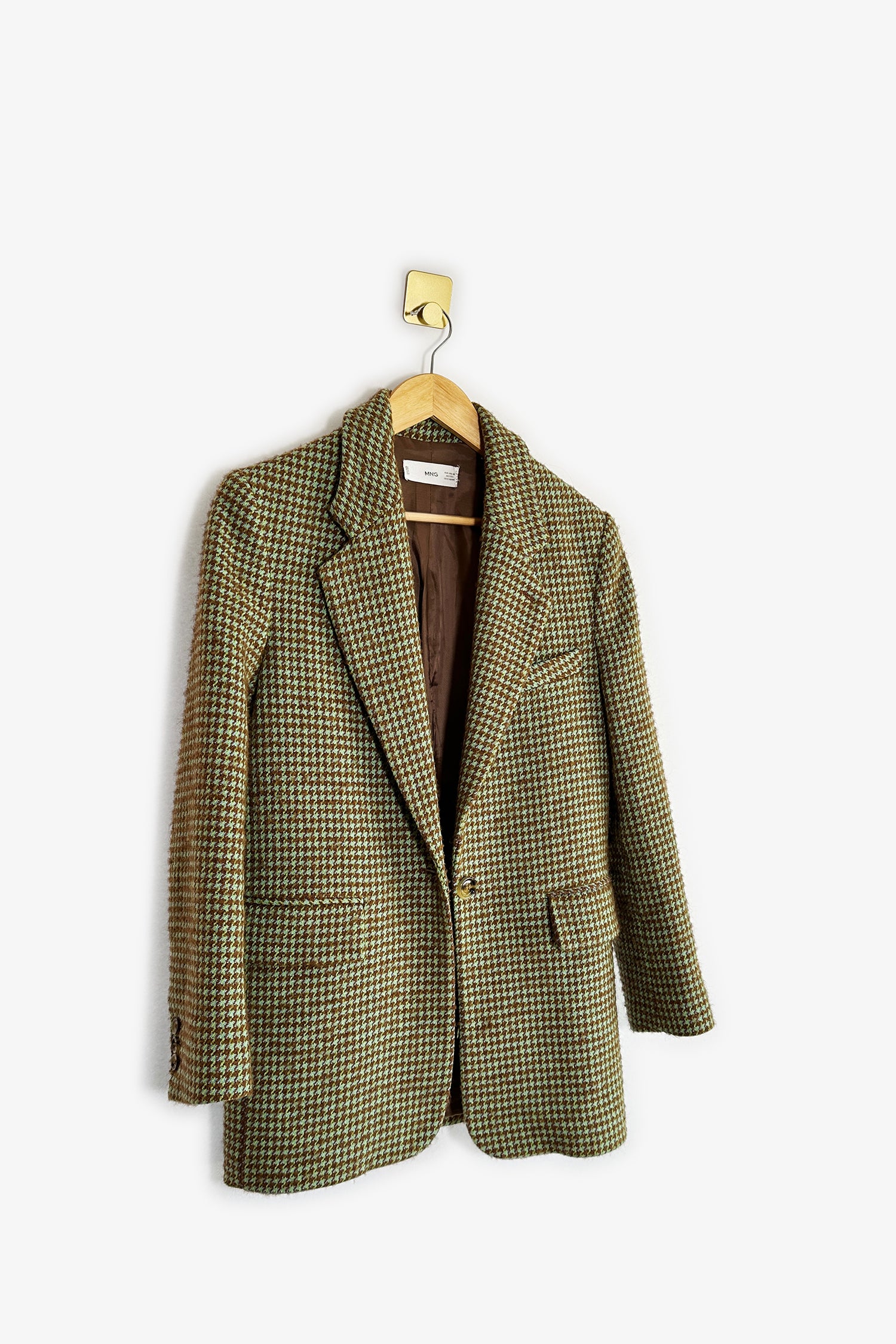 Mango Green Houndstooth Blazer